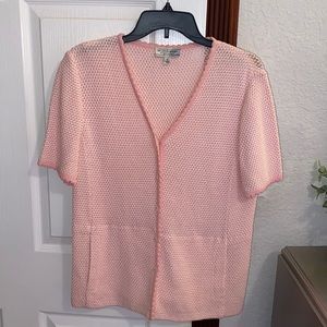 St. John Sport Pink and White Button Down Blouse